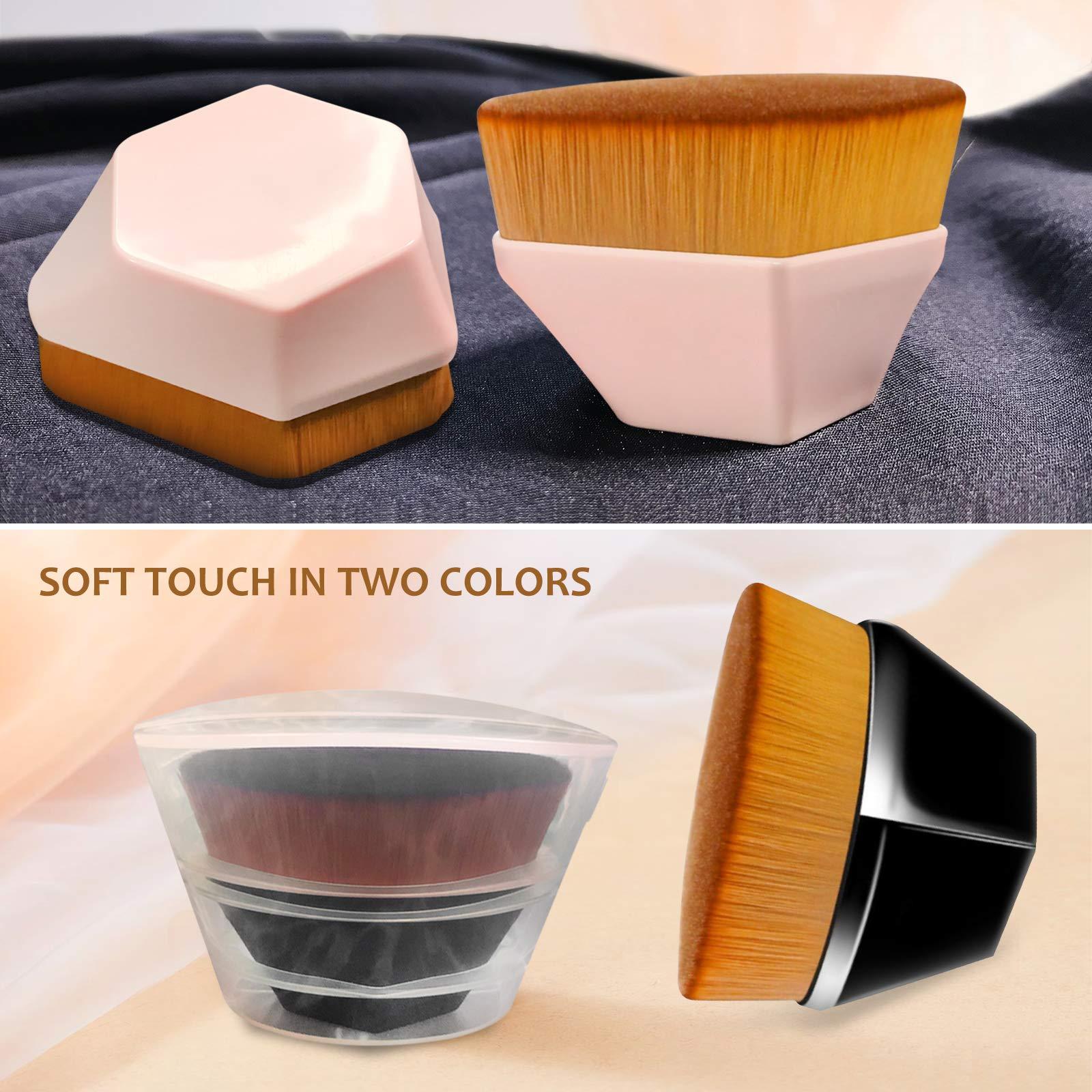 ??? Foundation Makeup Brush, Blush Brushes, Blending Liquid for Flawless Powder Cosmetics with Portable Case (Pink