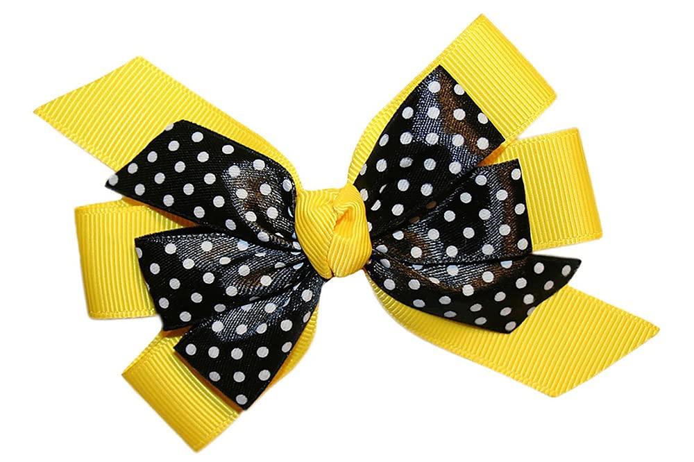 WEBB DIRECT2U WD2U Girls 4.5\" Black Dotted Grosgrain Boutique Hair Bow Alligator Clip (Ladybug Red)