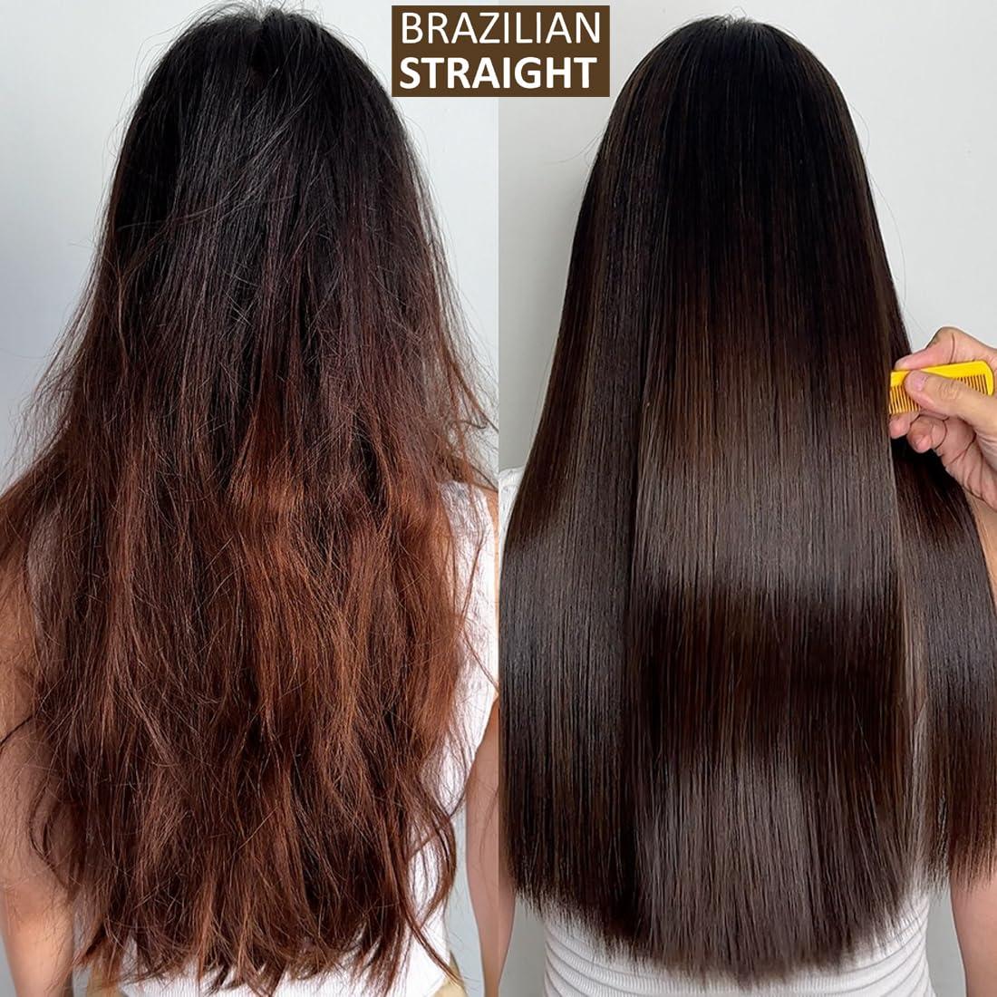 KERATIN RESEARCH BRAZILIAN STRAIGHT Hair Straightening Cream & Keratin Treatment Kit. Organic Natural Results Straighten Smooth repairs All Hair Types & Colors Keratina Brasilera Tratamiento (Salon Grade)