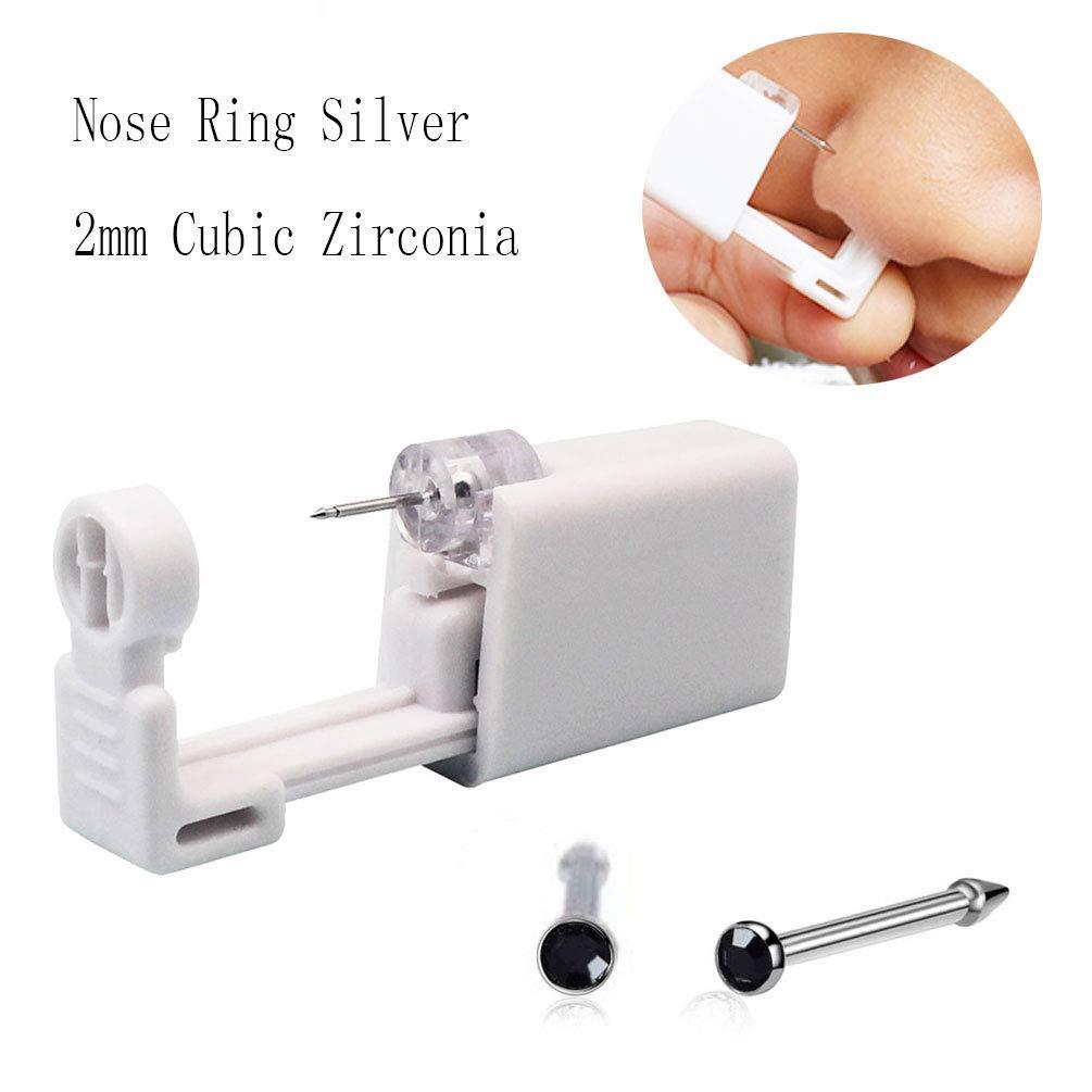 SLVIEKAE Nose Piercing Kit, Nose Pierce Kit Nose Piercing Gun Self Nose Piercing Gun Kit Nose Piercing Gun Kit Tool (Black)
