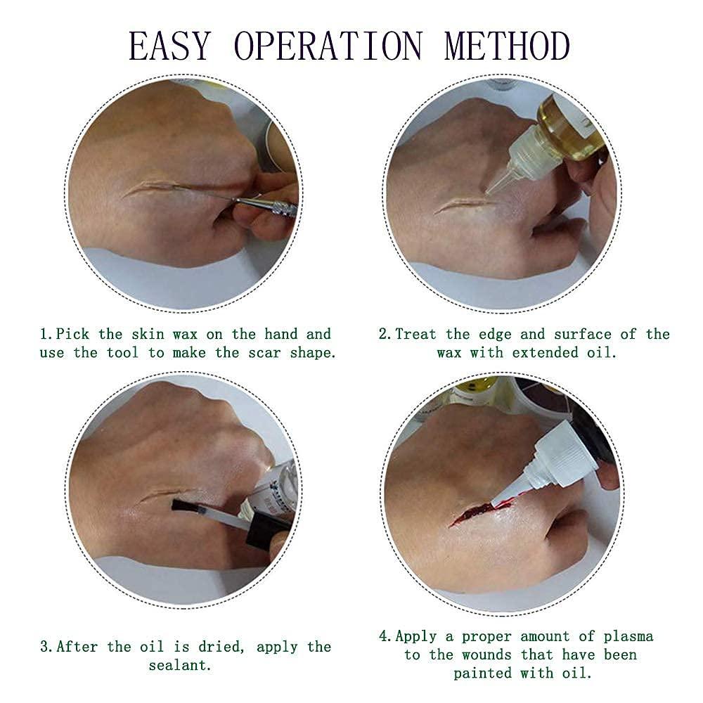Mysense Mysense Scar Wax Kit SFX Make Up Special Effects Fake Molding Wound Skin Wax Body Paint Halloween Set Fake Nose Stage Zombie Cosplay Costume SFX Makeup with Spatula,1.4Oz(40g)
