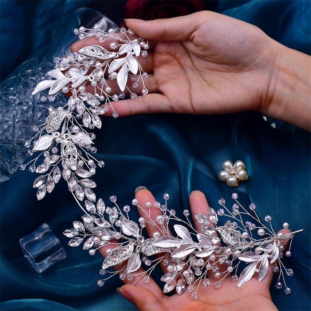 Niiyyjj Niiyyjj Woman Weddimg Headband Bridesmaid Hair Jewelry Flower Bridal Headdress Pageant Hair Ornament HP272-g