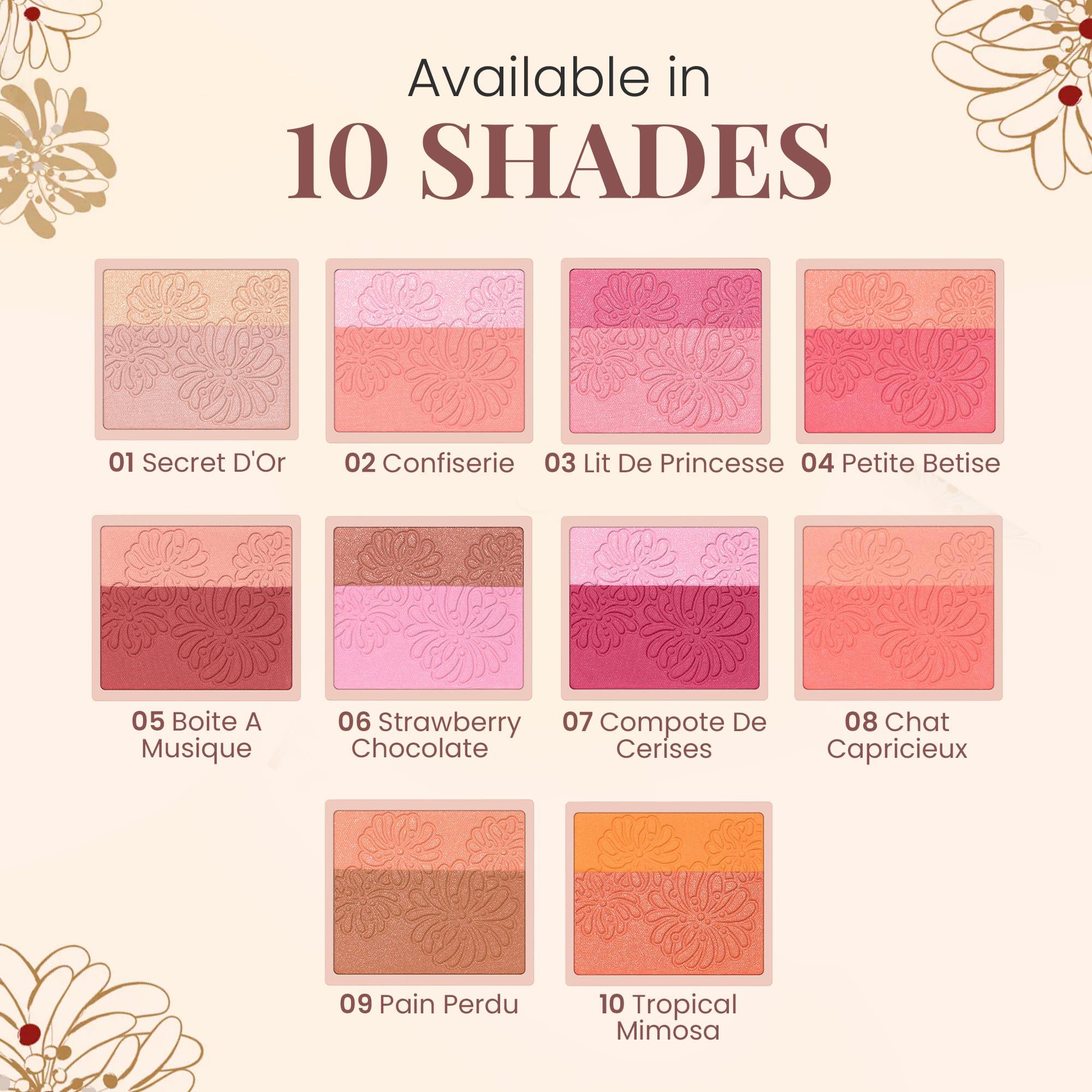 Paul & Joe Paul & Joe Pressed Blush Palette Refill Only, Case Sold Separately, Oil-Absorbing Blush Powder, Bi-Color Face Blushes with Fitting Veil Powder, Light Pink and Light Orange, 02 Confiserie, 0.17 oz