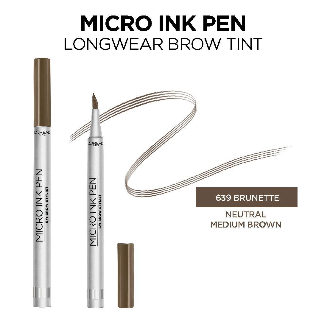 L'Oréal Paris L'Oreal Paris Micro Ink Pen by Brow Stylist, Longwear Brow Tint, Hair-Like Effect, Up to 48HR Wear, Precision Comb Tip, Brunette, 0.033 fl; oz.