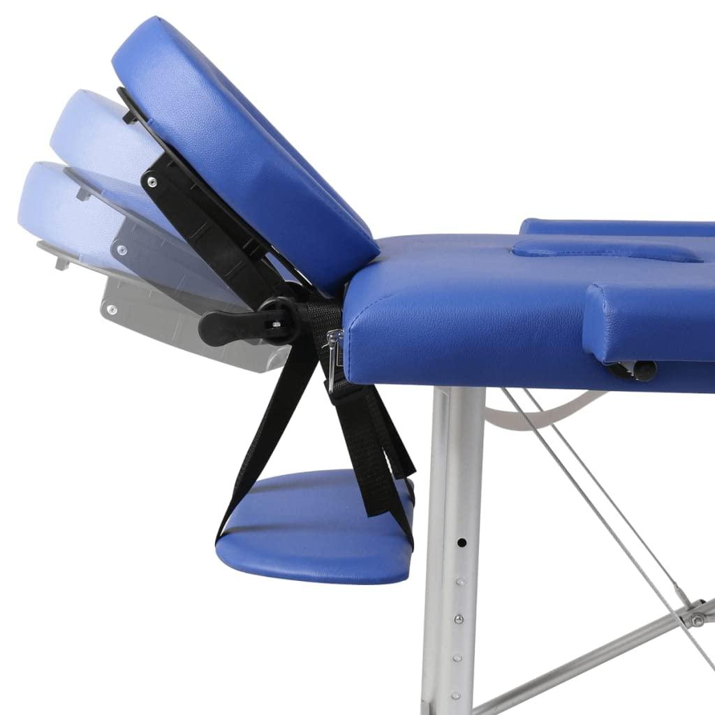 FAMIROSA FAMIROSA Blue Foldable Massage Table 3 Zones with Aluminum Frame,15.85 KG,110090