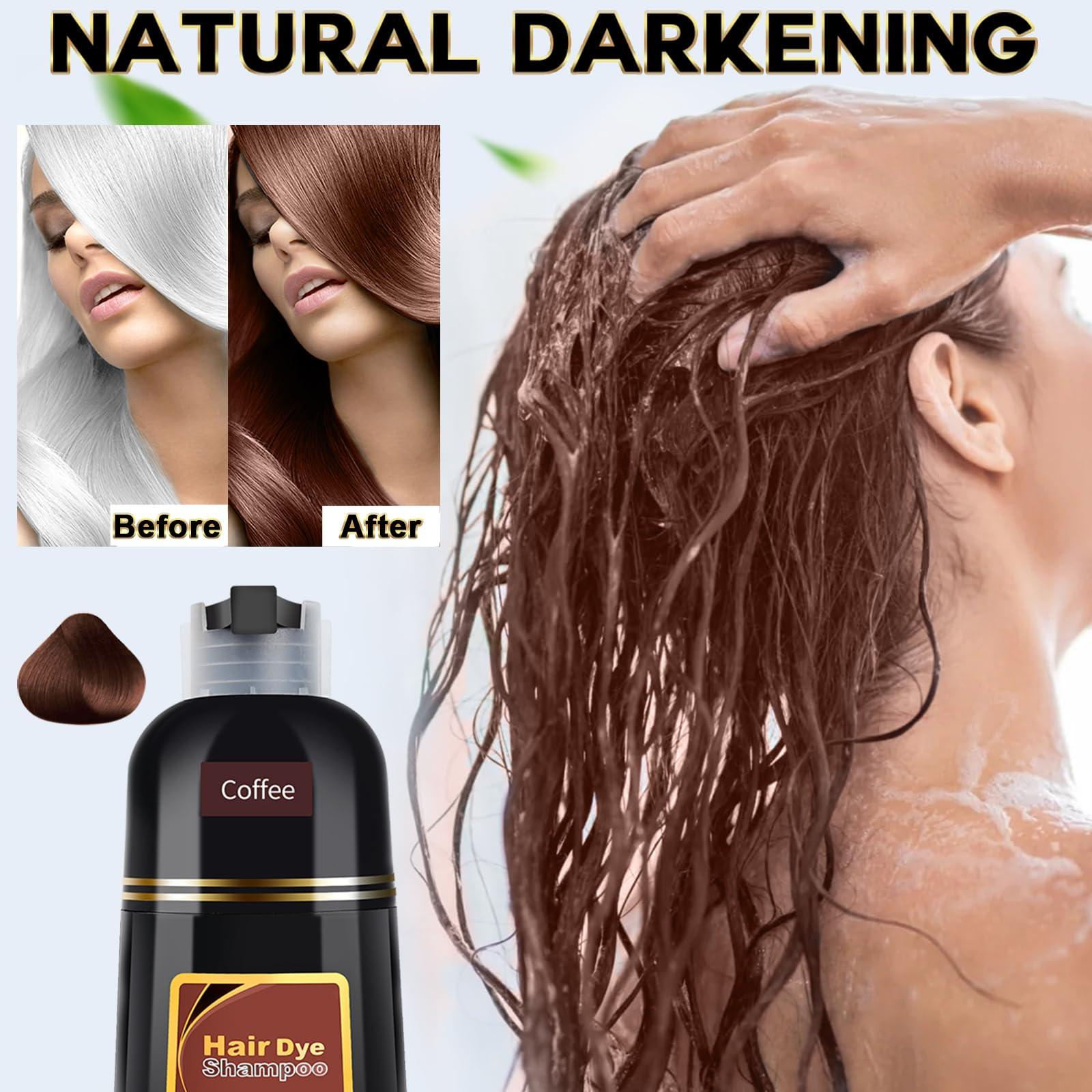 IIIMEIDU Hair Dye Shampoo 3 in 1 for Gray Hair, Herbal Ingredients Shampoo Burgundy Hair Dye for Women Men, Grey Coverage Shampoo 500ml