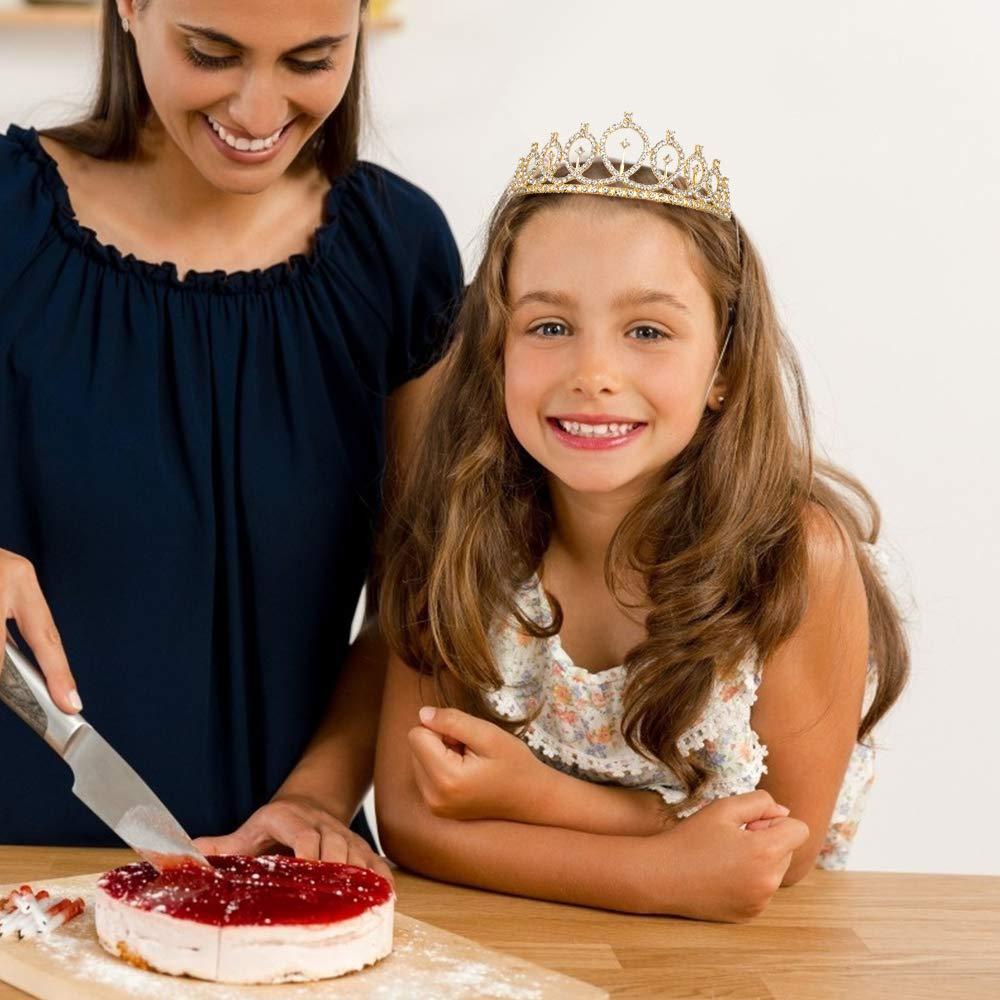 Didder Didder Birthday Crown, Gold Birthday Girl Sash & Rhinestone Tiara Set, Birthday Tiara Birthday Crowns for Women Birthday Sash and Tiaras for Women Girls Birthday Gifts Party Accessories