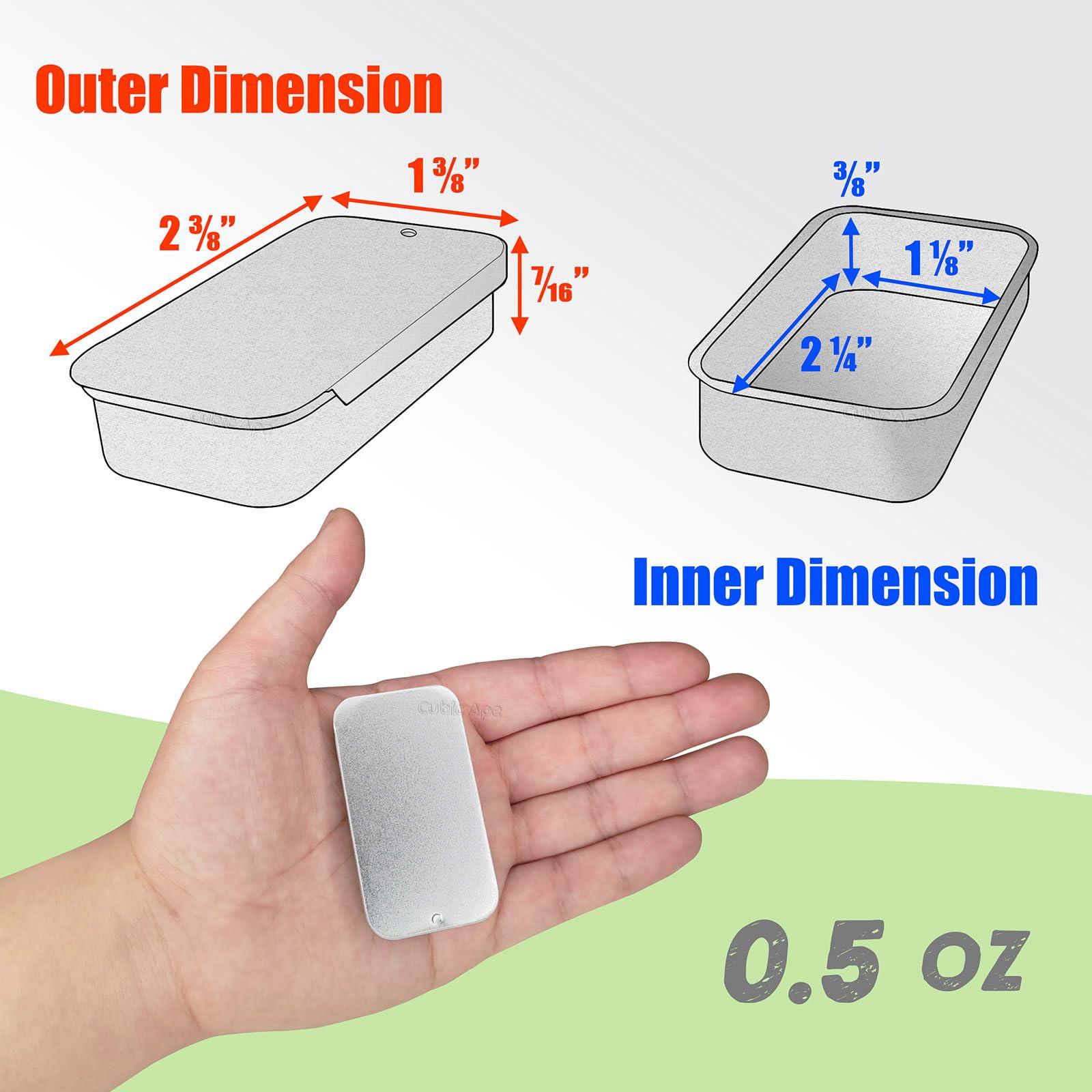 Cubic Ape Cubic Ape Slide Top Tin Containers for Lip Balm, Solid Perfume (8-Pack, w/Labels) - Empty Small Cosmetics Metal Boxes with Sliding Lids (Frosted Silver, 0.5 OZ)