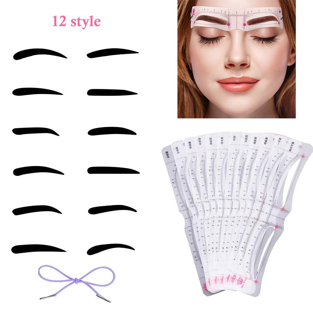 SASKATE Eyebrow Stencils Kit, 12 Pieces Eyebrow Shaping Template, Reusable Eyebrow Shaper Kit, Eyebrow Template, Suitable for Makeup Beginners (As Shown)