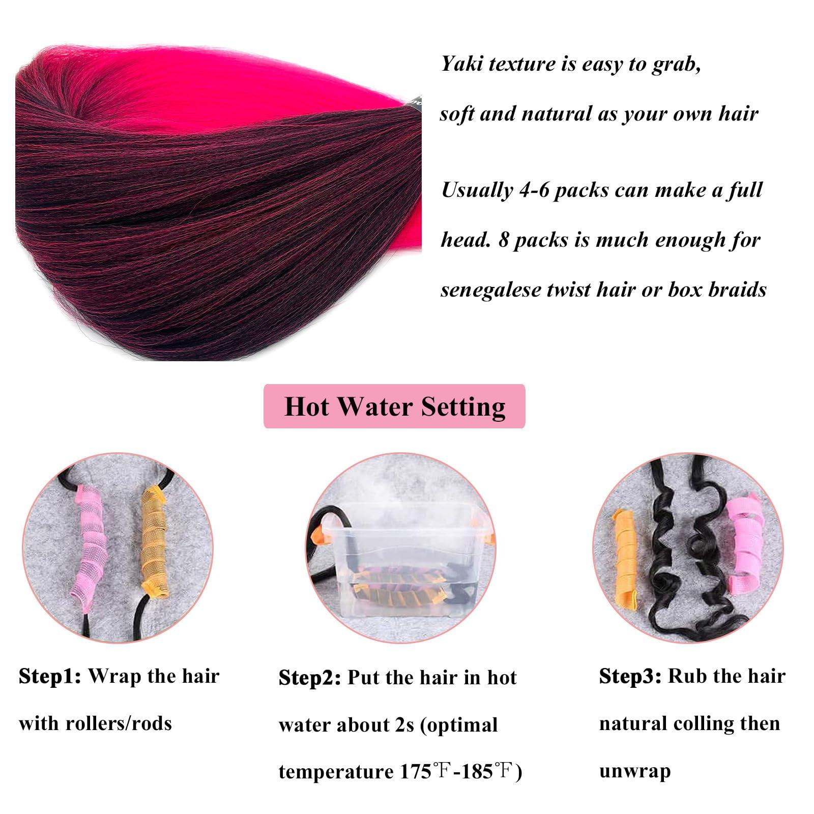 UPruyo UPruyo Pink Ombre Braiding Hair Pre Stretched Kanekalon Mixed 1b Pink Braiding Hair Extensions for Braiding Box Braids Knotless Prestretched Braiding Hair Ombre 26 inch
