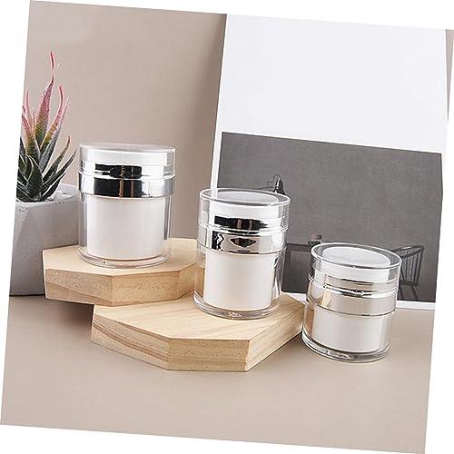 FOMIYES FOMIYES 4 Pcs Press Cream Jar airless Jars for Cosmetics airless Lotion Pump Bottle Pump Bottle Dispenser Pressing Type Bottle Cream Pump Dispenser jar pp Liquid Pump Acrylic Travel White