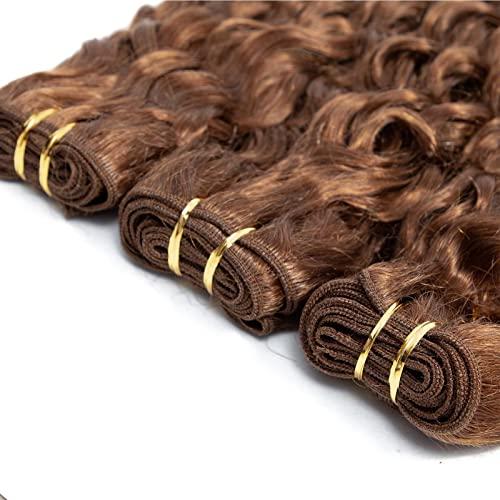 FEEL ME FEEL ME Brazilian Water Wave Bundles Brown Human Hair Bundles 8A Mink Water Wave Brazilian Hair Weave 3 Bundles Colored 30 Deep Curly Human Hair Extension 300gram(10 12 14?