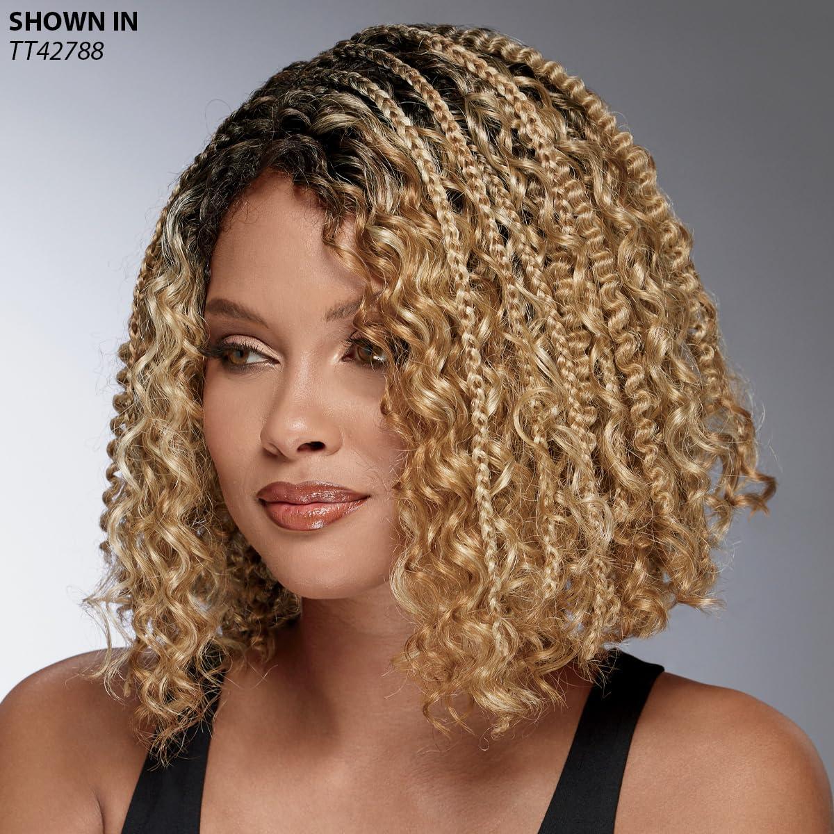 Especially Yours Especially Yours Ebonee Braided Bob Wig with Loose Curls, Box Braids in Runway Shades