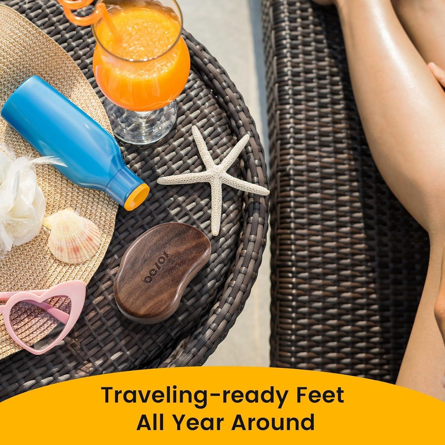 BEZOX BEZOX Glass Foot Scrubber(1 PCS) - Nano-glass Pedi Egg Pumice Stone for Feet Dead Skin, Plastic-Free Pedicure Foot File Callus Remover for Silky Smooth Feet - Walnut Wood Handled