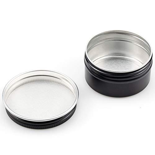 Foraineam Foraineam 48 Pack 1 oz. Aluminum Round Lip Balm Tin Containers with Screw Lid - Metal Storage Travel Tins Matte Black Empty Tin Jars