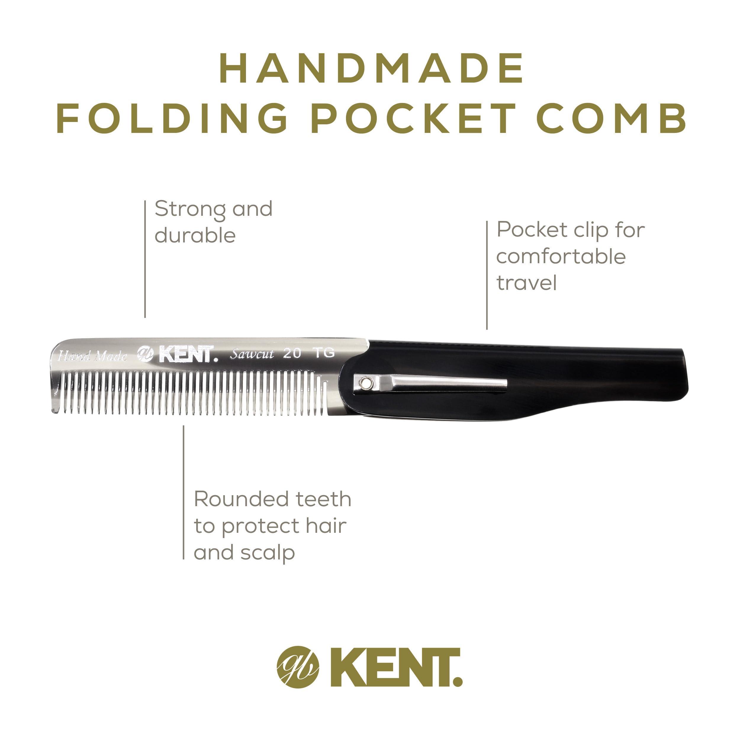 KENT Kent 20T Handmade Graphite Folding Comb + 81T Pocket Comb for Beard and Mustache Grooming - Beard Growth Comb and Straightener for Men