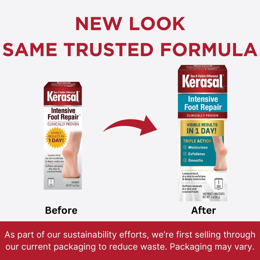 Kerasal Kerasal Intensive Foot Repair Skin Healing Ointment for Cracked Heels and Dry Feet 1 oz , 2 Count, (Pack of 2)
