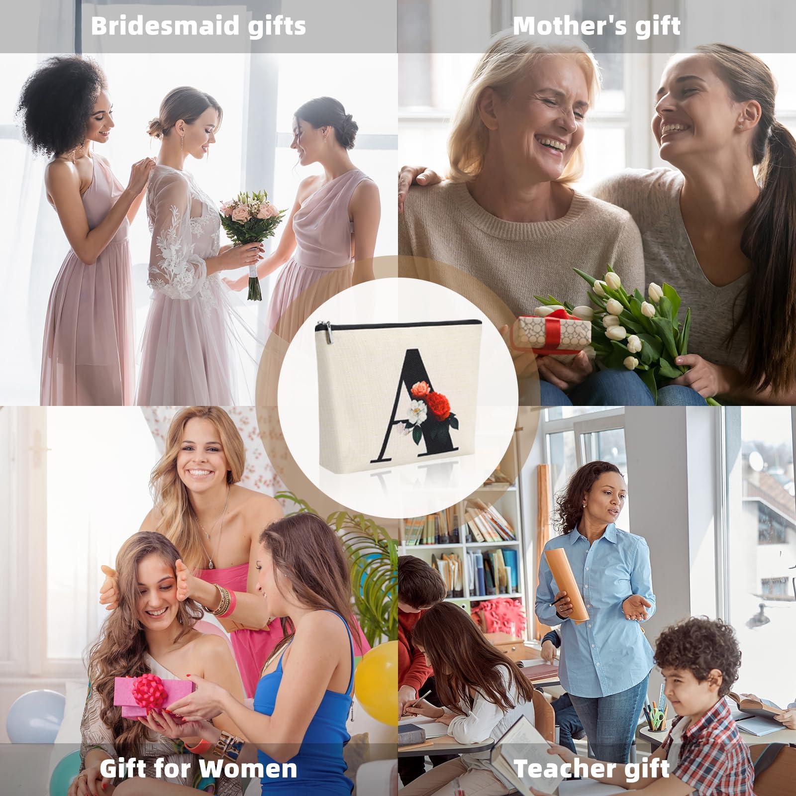 Gyflo Personalized Cosmetic Bag, Initial Makeup Bag Travel Letter K Make up Bags for Women Cute Makeup Bag with Zipper Monogrammed Makeup Bag Gifts for Friends Women(K)