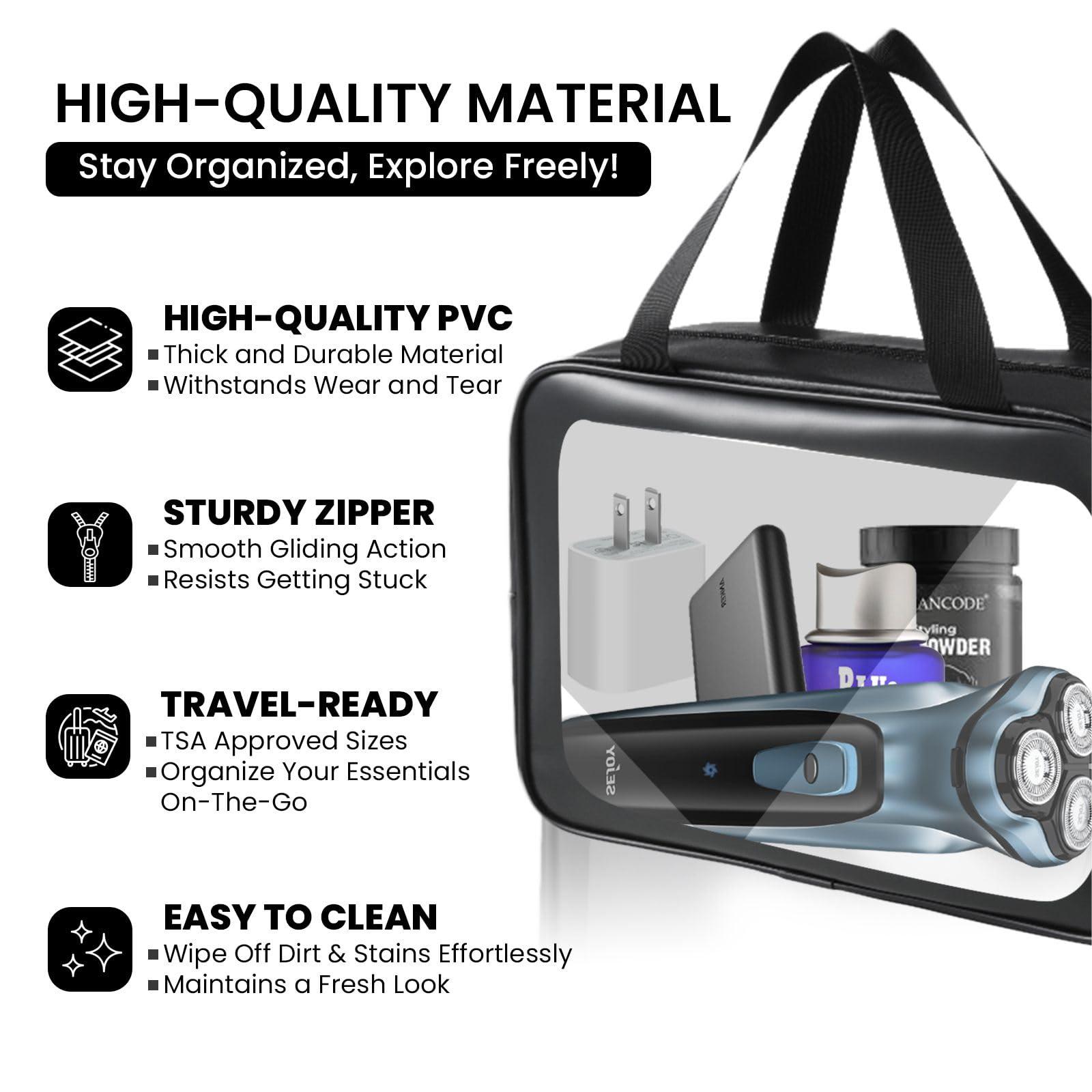 FH! FH! Toiletry Bag for Men (3PC- Clear Makeup Bag) Waterproof Toiletry Bag, Travel Toiletry Bag, Clear Toiletry Bag, Clear Travel Bags for Toiletries, TSA Approved Toiletry Bag