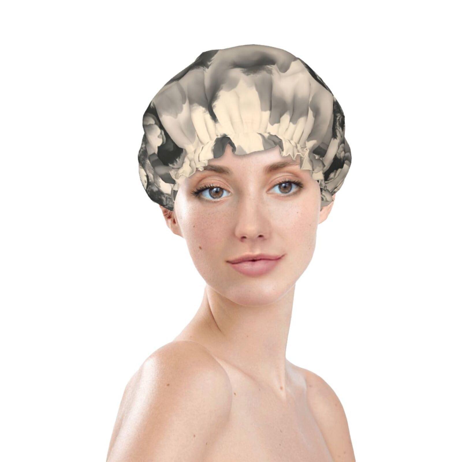 QHWLR Cap For And Women Stylish Shower Capslandscape Paintingprint With Reusable Waterproof Bathing Shower Hat For Ladies