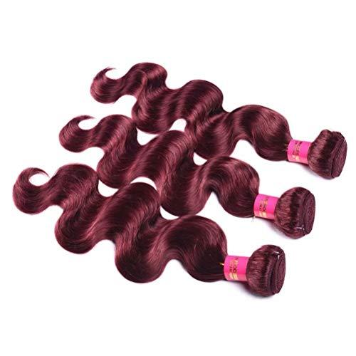 Feel me 8A Mink Brazilian Hair Weave Bundles Body Wave 100% Unprocessed Virgin Human Hair Bundles Extension 99j Red Burgundy Brazilian Body Wave Hair 3 Bundles(10 12 14)