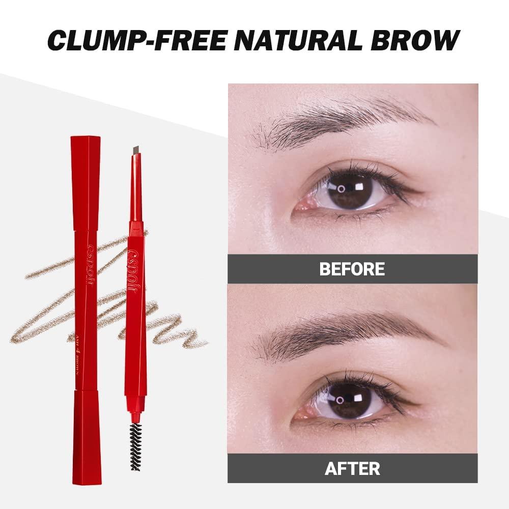 Espoir Espoir The Brow Balance Pencil Combo #2 Cool Gray (Mini Clear Eyebrow Mascara Included) | EyeBrow Pencil for Natural and Easy Draw without Clumping | Detailed and Rich Eyebrow Texture | Korean Makeup