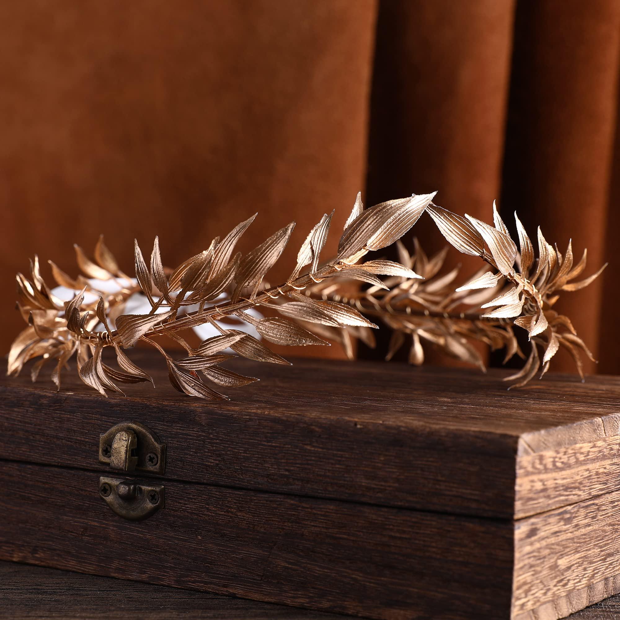 MOSTORY MOSTORY Golden Greek Laurel Crown - God Elf Leaf Headpiece Royal Kings Headband Elven Circlet for for Adult Queen Renaissance Halloween Cosplay Outfit