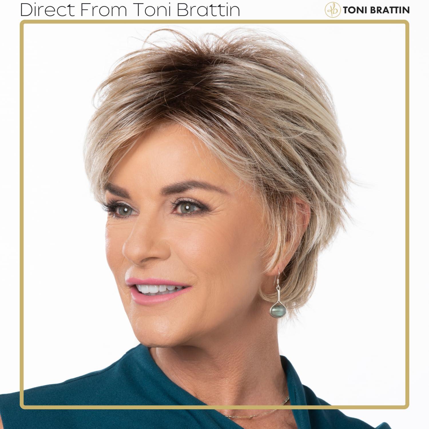 Toni Brattin Toni Brattin Whimsical Wig - Textured Layering & Feathered Lengths with Soft Bangs - Heat-Friendly Fiber Looks & Feels Like Natural, Healthy Hair - Adjustable & Comfortable (Black, Regular)