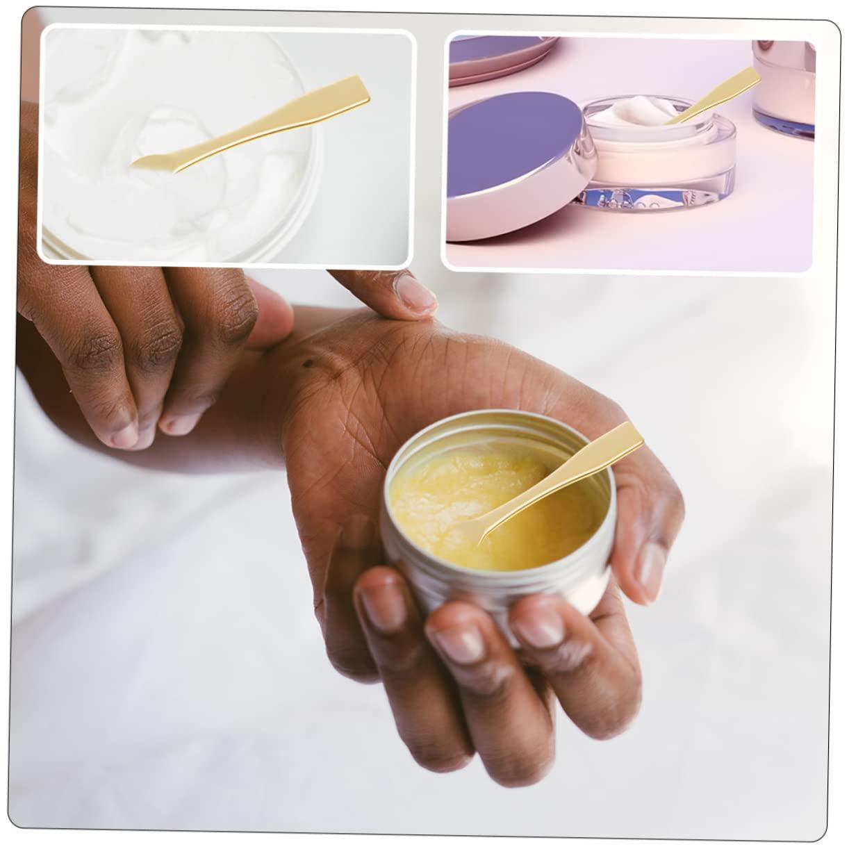 Beavorty Beavorty 60 Pcs Mask Spoon Espresso Spoons Facial Kit Skincare Tools Bar Spoon Makeup Spoons Spatula Skincare Spatula Eye Cream Mini Spatula Skincare Mini Black Spoon Abs Golden