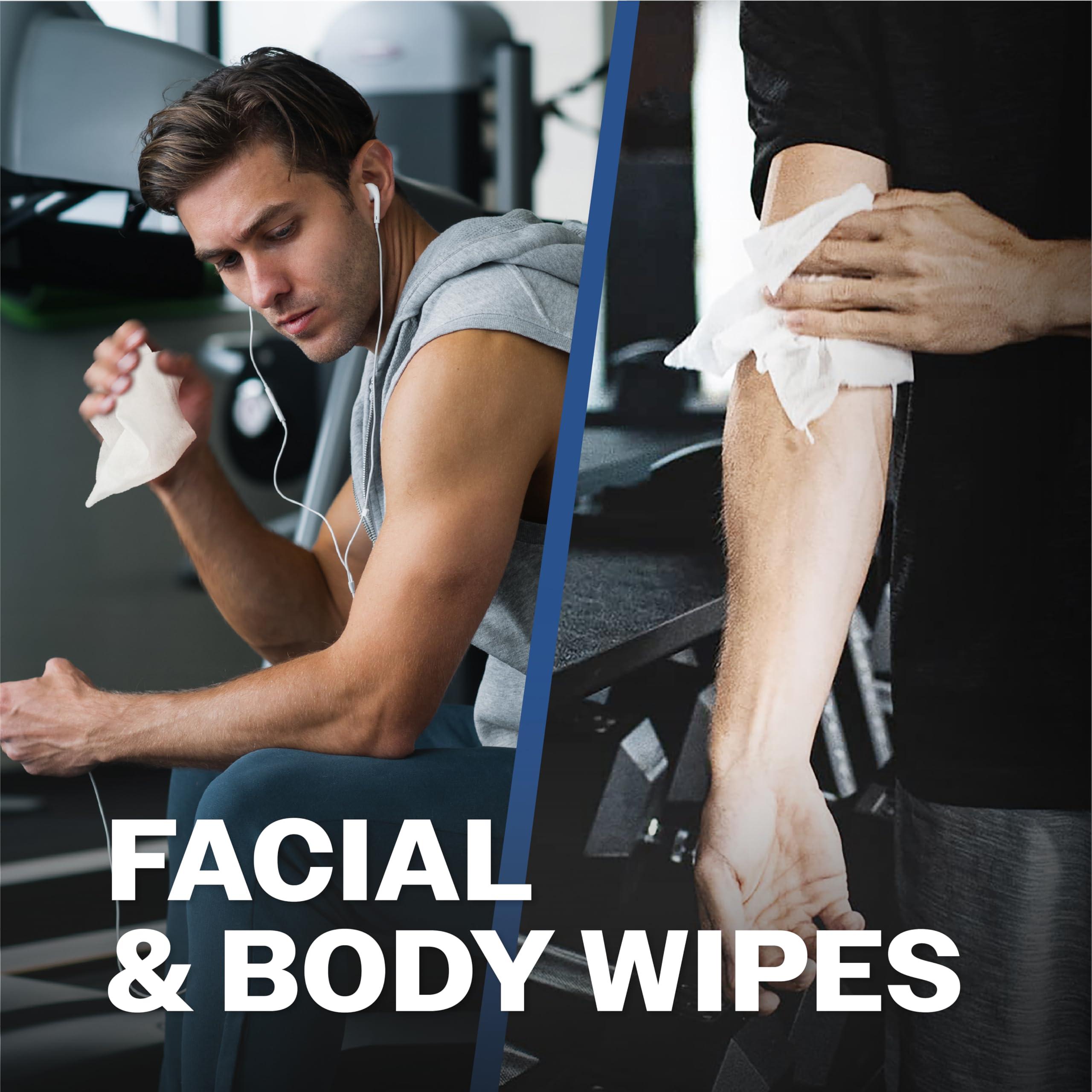 TADA BEAUTY TADA Men - Face Wipes for Men & Body Wipes for Adults No Rinse, Face Cleansing Wipes & Body Cleansing Wipes for Adults Bulk Gym, Running, &Outdoor Activities - Green tea & Hyaluronic (2PK Mix)