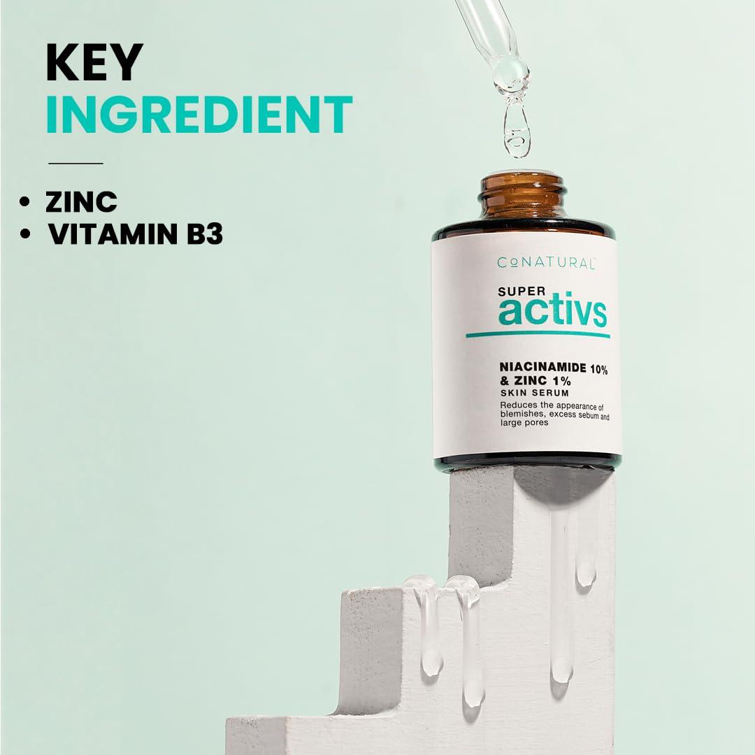 conatural Conatural Niacinamide Serum 30ml 10% + Zinc 1% - Anti-Aging Skin Serum & Pore Minimizer, Vitamin Serum for Skin, Glowing Complexion, Effective Solution for Open Pores & Large Pores Reduction