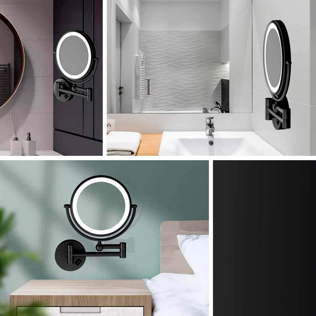 BABUUN BABUUN Makeup Mirror 8 Inch with 10X Magnification and LED Light Vanity Mirror, 360 Degree Swivel Rotation with Distortion (Size : 7X)