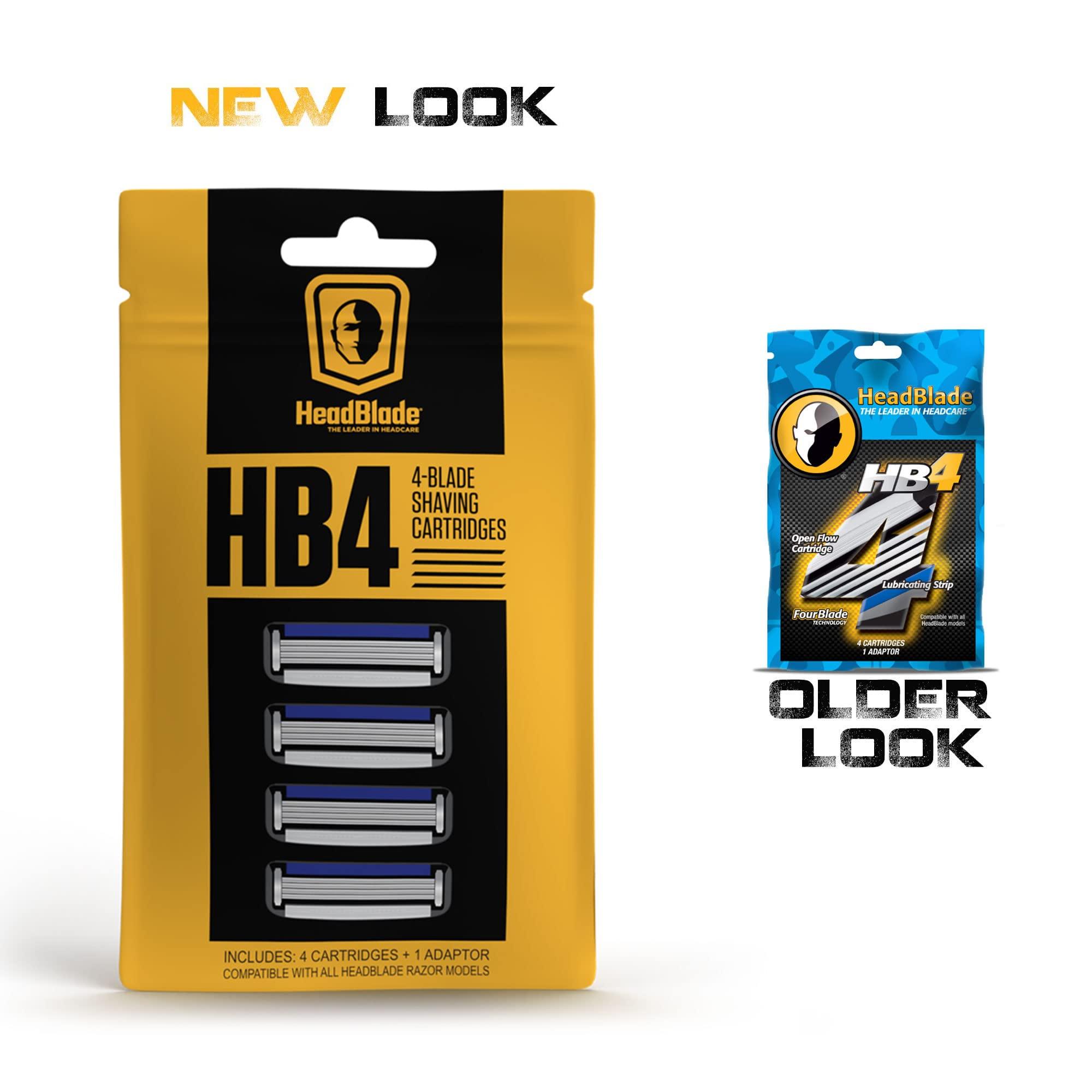 HeadBlade HeadBlade Men's HB4 Refill Shaving Razor Blades - 4 Stainless Steel Blades for No Tugging or Pulling, Shave Less, Works for Face, Body, and Scalp (12 Blades) 3 Pack
