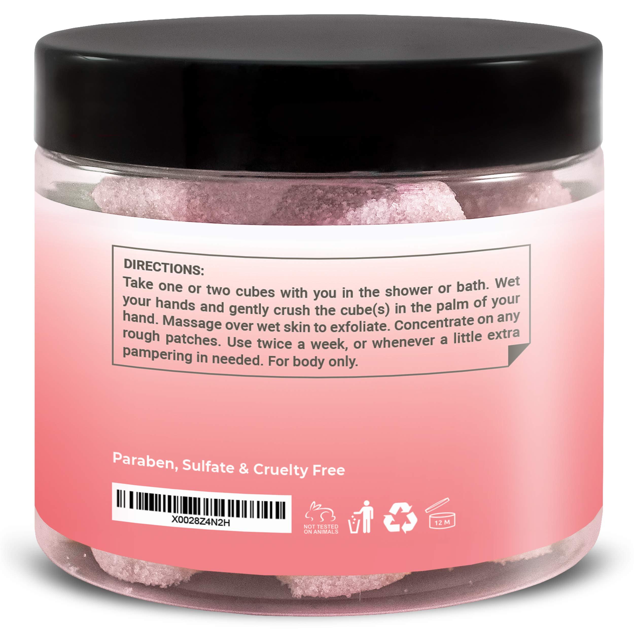 Mineral Me California Body Scrub Exfoliator - 12oz FRENCH ROSE Sugar scrub cubes w/Mango Butter & Shea butter- Ultra Hydrating & Moisturizing - Natural & Organic for all body exfoliation- For hands, arms, legs & foot