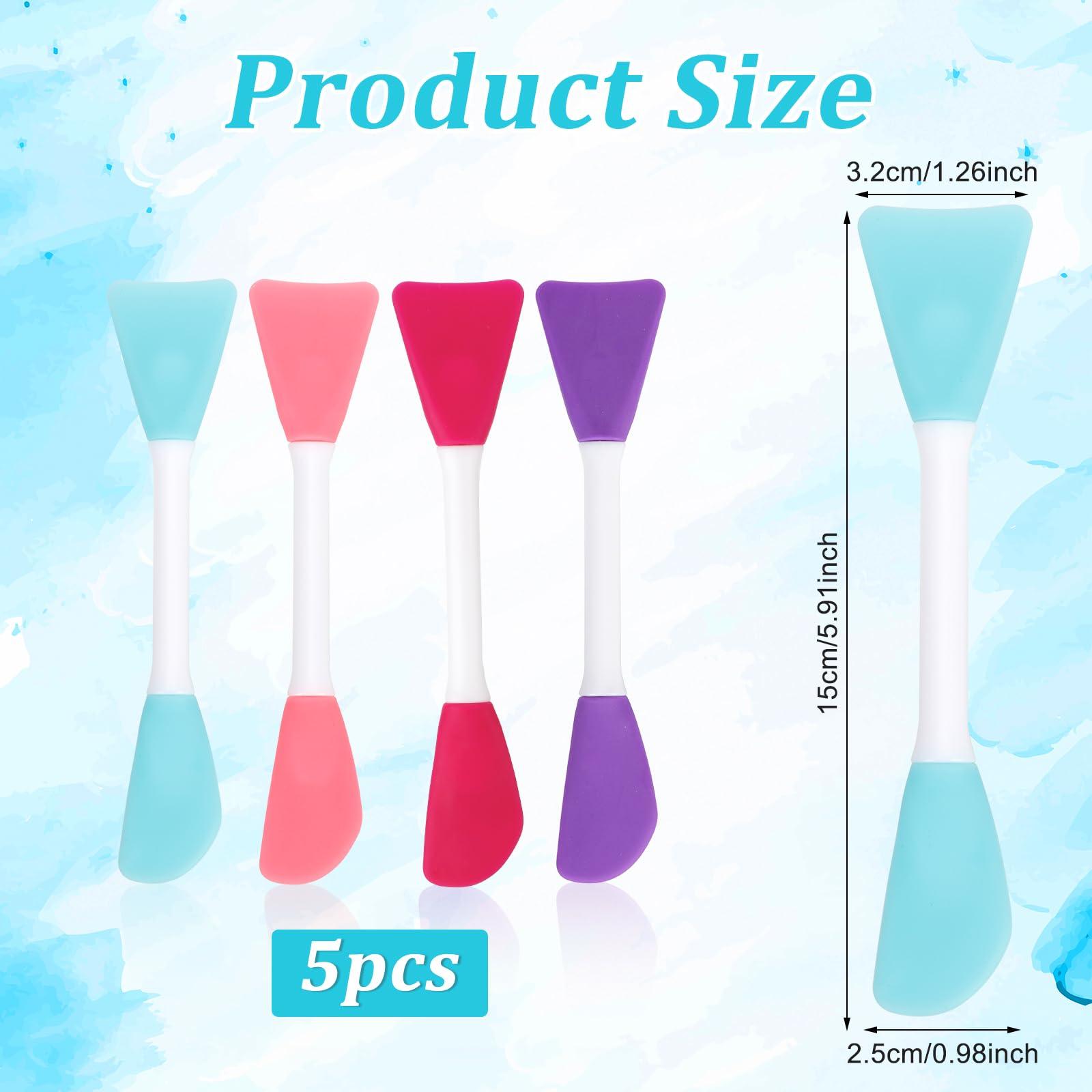 XIHIRCD 4pcs Silicone Face Mask Applicator, Dual-Head Mask Brushes Facial Mask Brush Applicator Soft Face Mask Spatula Beauty Brush Tool for Applying Mud Mask Lotion Skincare Cream (4 Colors)