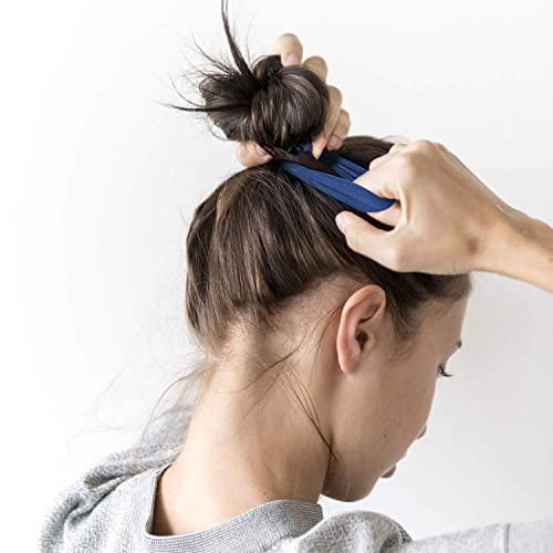 EBOOT 20 Pieces Large Cotton Stretch Hair Ties Bands Rope Ponytail Holders Headband for Thick Heavy or Curly Hair, 6.5 cm in Diameter (Neutral Colors)