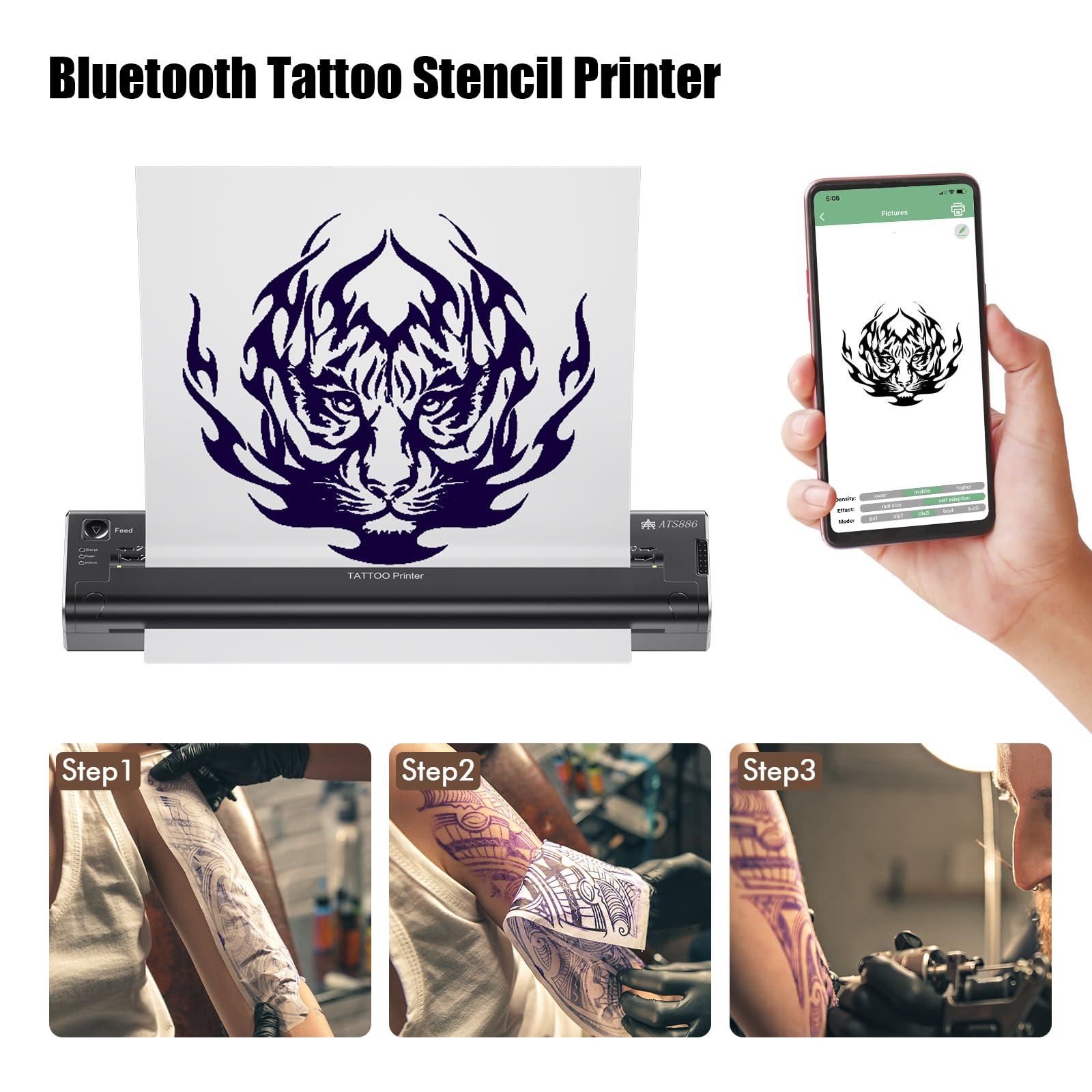 LIUMATE LIUMATE Wireless Tattoo Printer Bluetooth Tattoo Stencil Printer with 15pcs Transfer Paper, Cordless Tattoo Thermal Printer Copier Tattoo Transfer Machine, Compatible with Android iOS Phone & PC