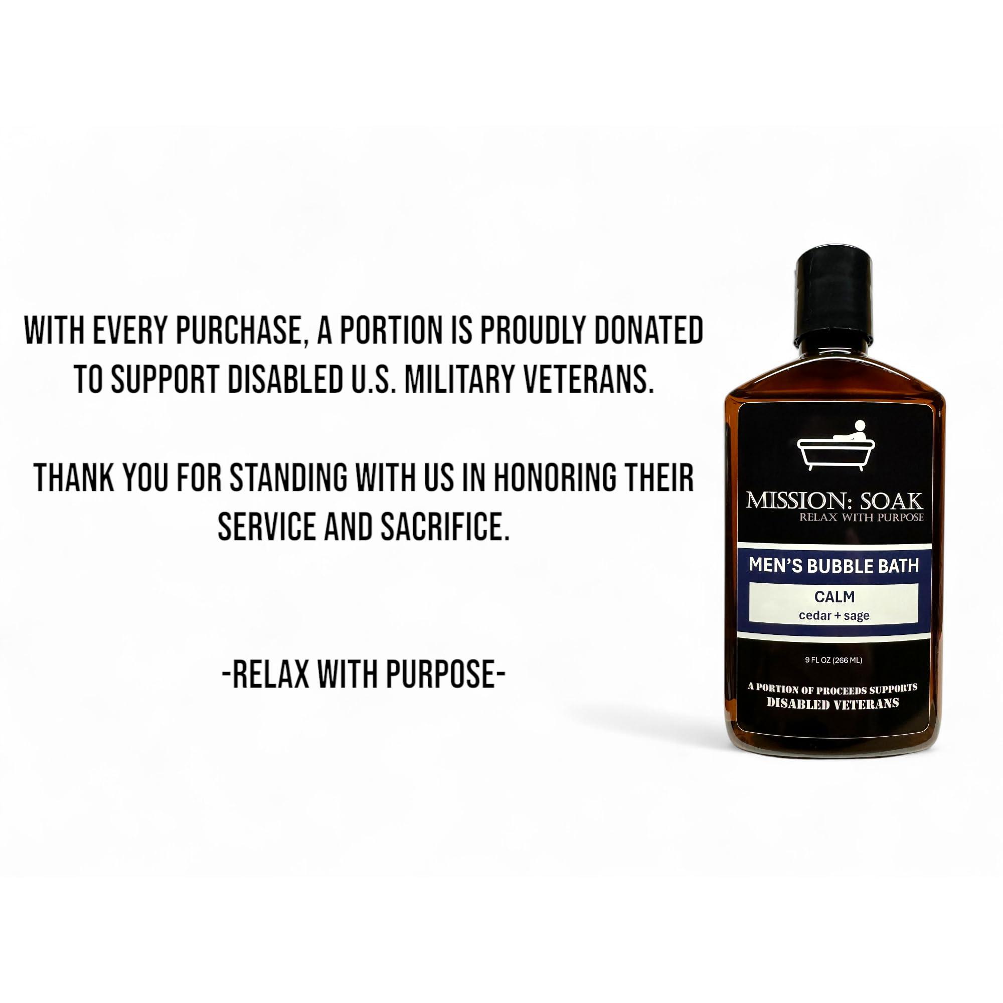 Mission: Soak Mission: Soak Men's Luxury Bubble Bath, Body Soak - Multiple Scents Available - 9 fl oz (Calm (Cedar + Sage))