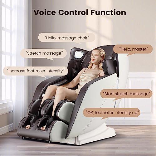 Giantex Giantex Full Body Massage Chair, Zero Gravity Massaging Chair with SL Track, Airbags, Foot Rollers, Shoulder Detection, Heating, Bluetooth, 12 Modes, Voice Control, Assembly-Free, Free Indoor Delivery