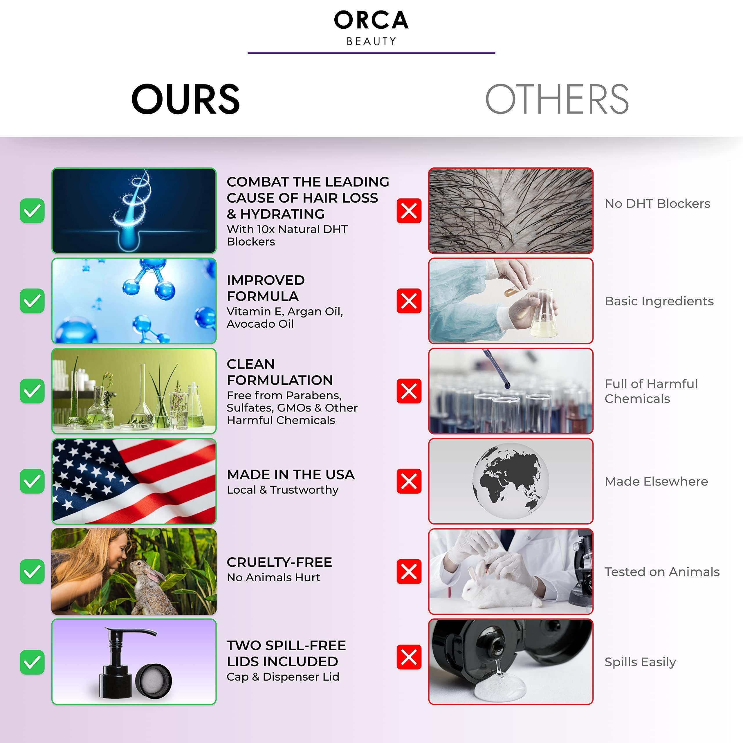 Orca Beauty Biotin Shampoo and Conditioner for Women and Men - Volumizing Shampoo and Conditioner Set to help boost thinning hair - Hydrating, Nourishing Hair Loss Shampoo and Conditioner