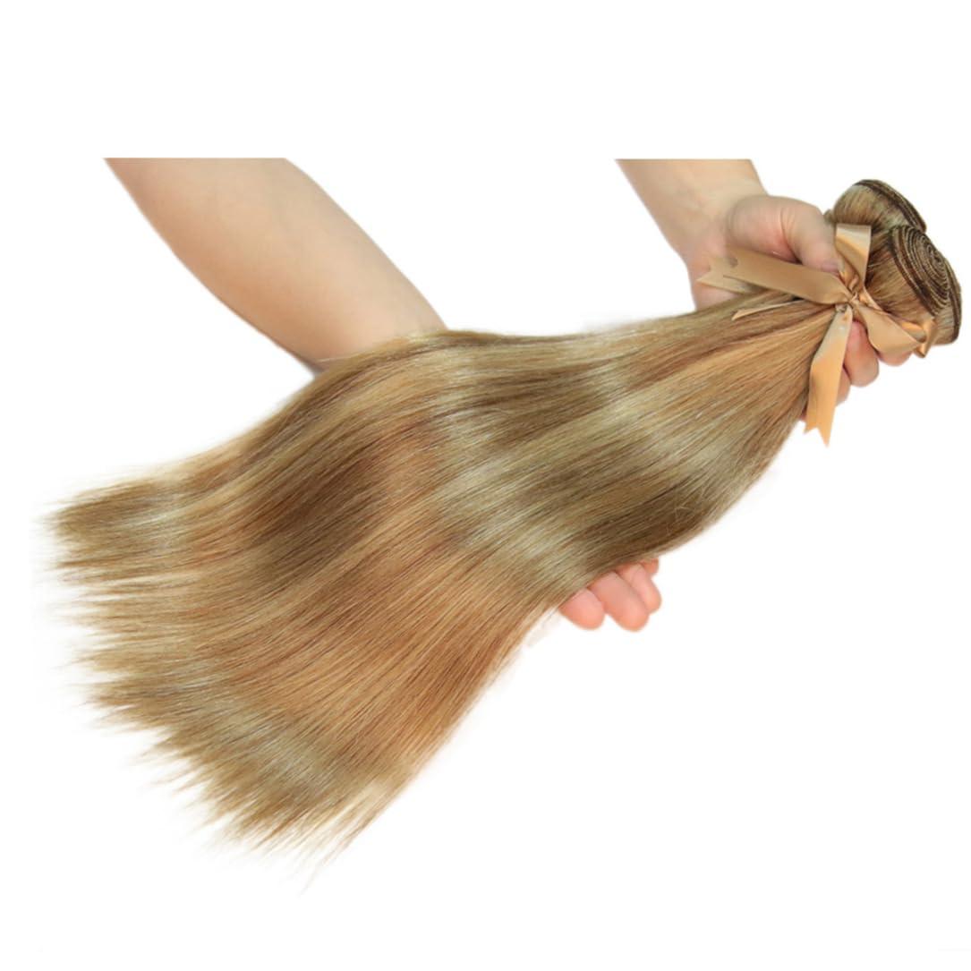 Adhdyuud Bundles Peruvian Hair Weave 10-24 Inches Straight Human Hair Extension Blonde Remy Hair Weave Bundle P6-22 10inches