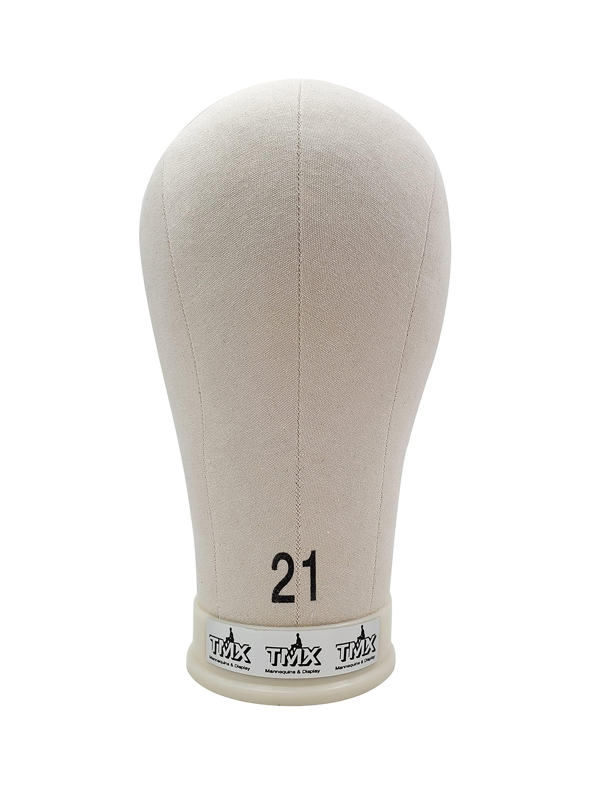 TMX MANNEQUINS & DISPLAY TMX Canvas Mannequin Wig Head Display 100% Cork for Wig Making, Weave (21\"-12\")