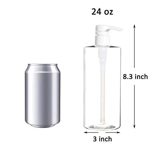 Youngever Youngever 4 Pack Pump Bottles for Shampoo 24 Ounce, Empty Shampoo Pump Bottles, Plastic Cylinder with Lockdown-Leak Proof-Pumps