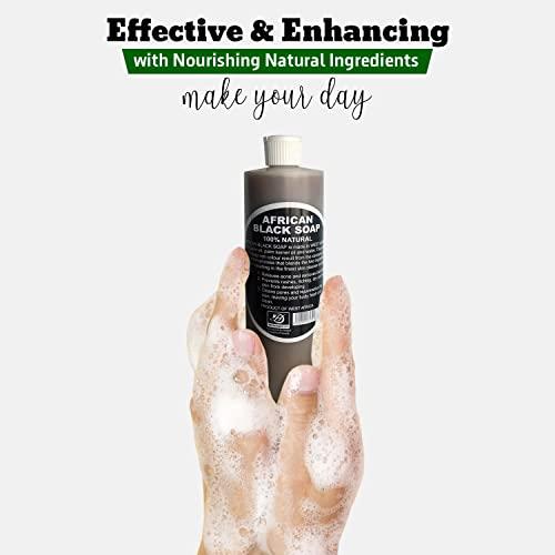 HERBOGANIC HERBOGANIC African Black Soap Liquid, Paste & Soap Bar,100% Raw Pure Natural From Ghana Face & Body Wash Supports Moisturizing,Dry Skin, Scars and Dark Spots (16 Oz Each)
