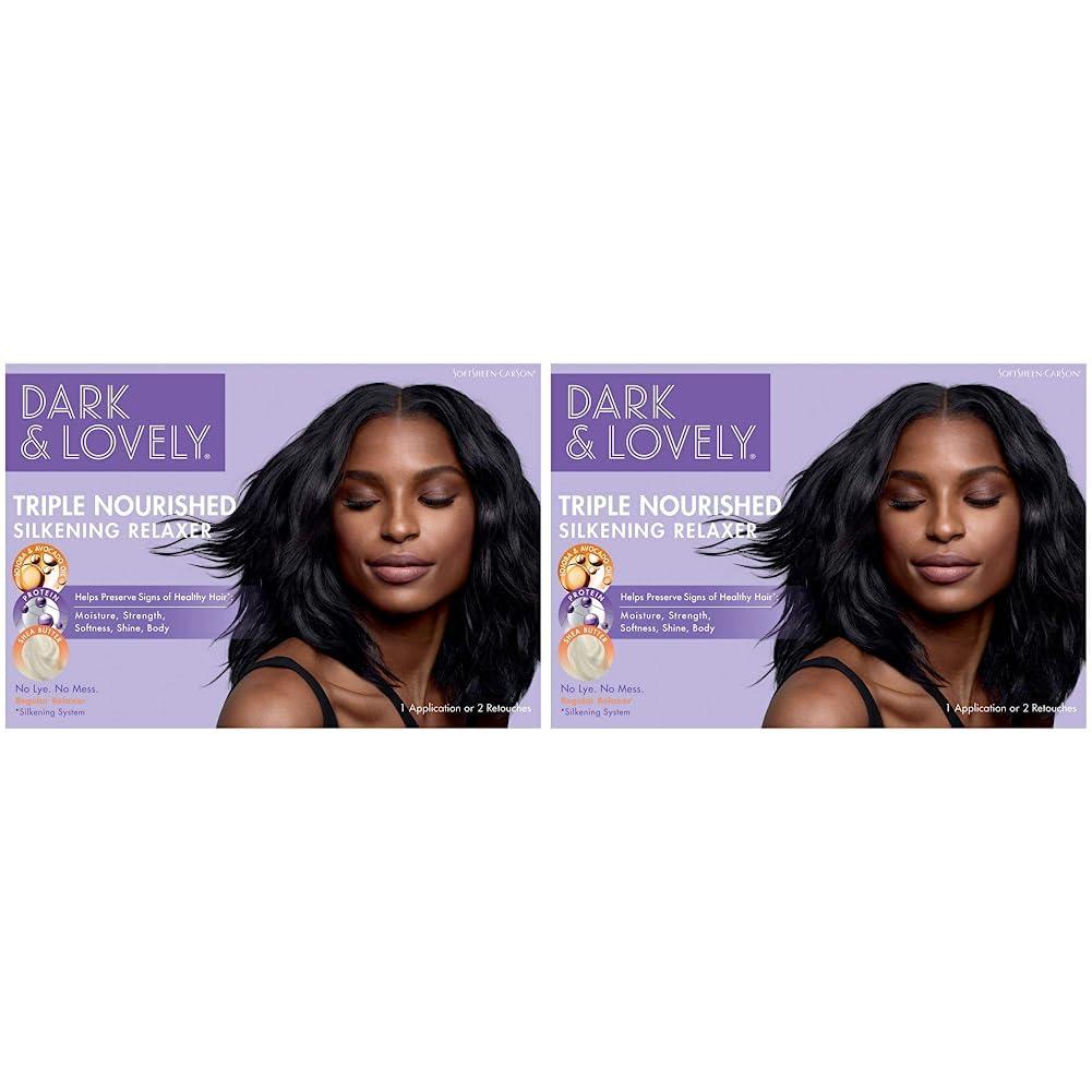 SoftSheen-Carson SoftSheen-Carson Dark and Lovely Triple Nourished Silkening Relaxer No-Lye Regular Strength with Shea Butter, Jojoba and Avocado Oils, Regular (Pack of 2)