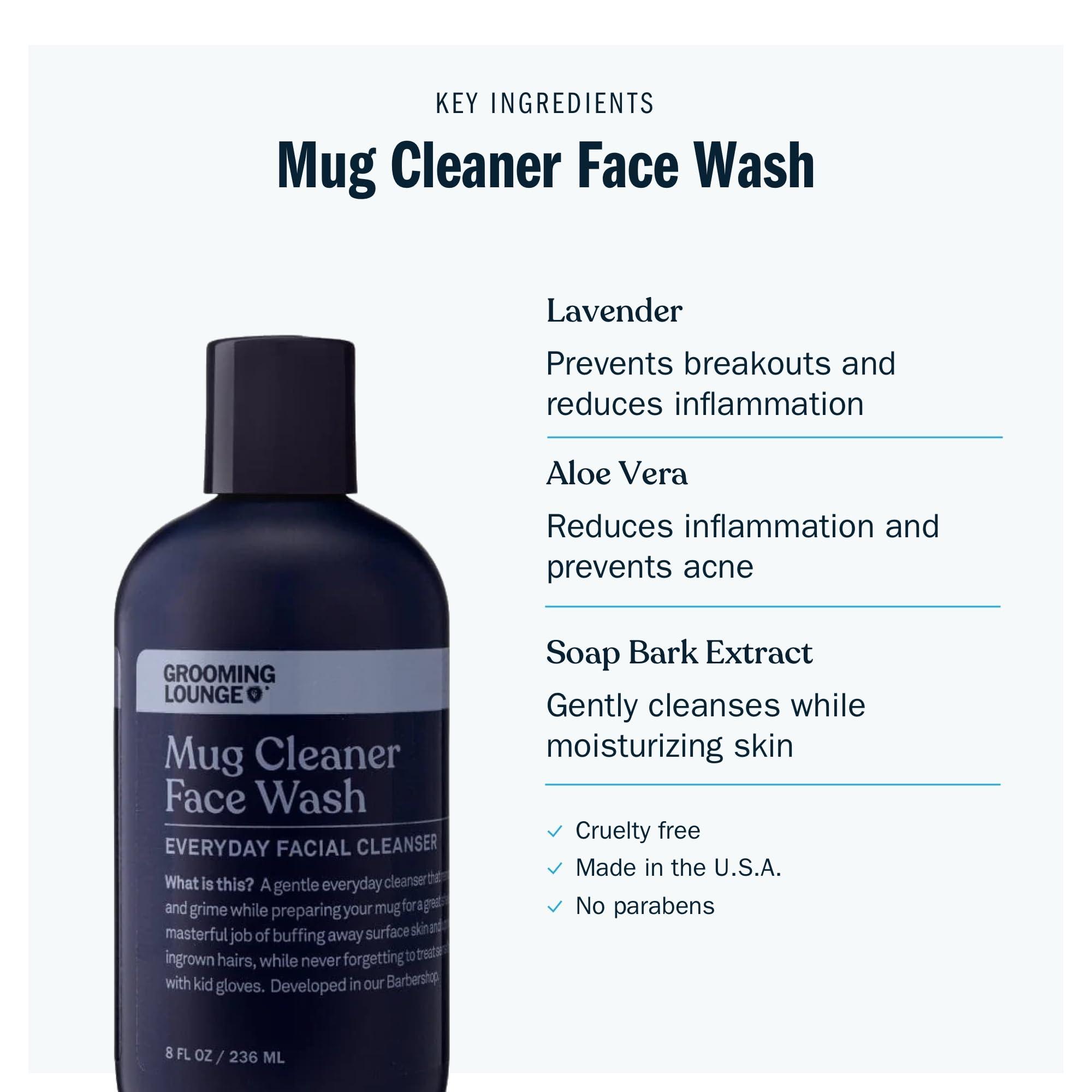 Grooming Lounge Grooming Lounge Mug Cleanser, Everyday Facial Cleanser For Men, Natural Face Wash, Sensitive Skin. Face Cleanser for a Hydrating, Deep Clean, 8 oz.