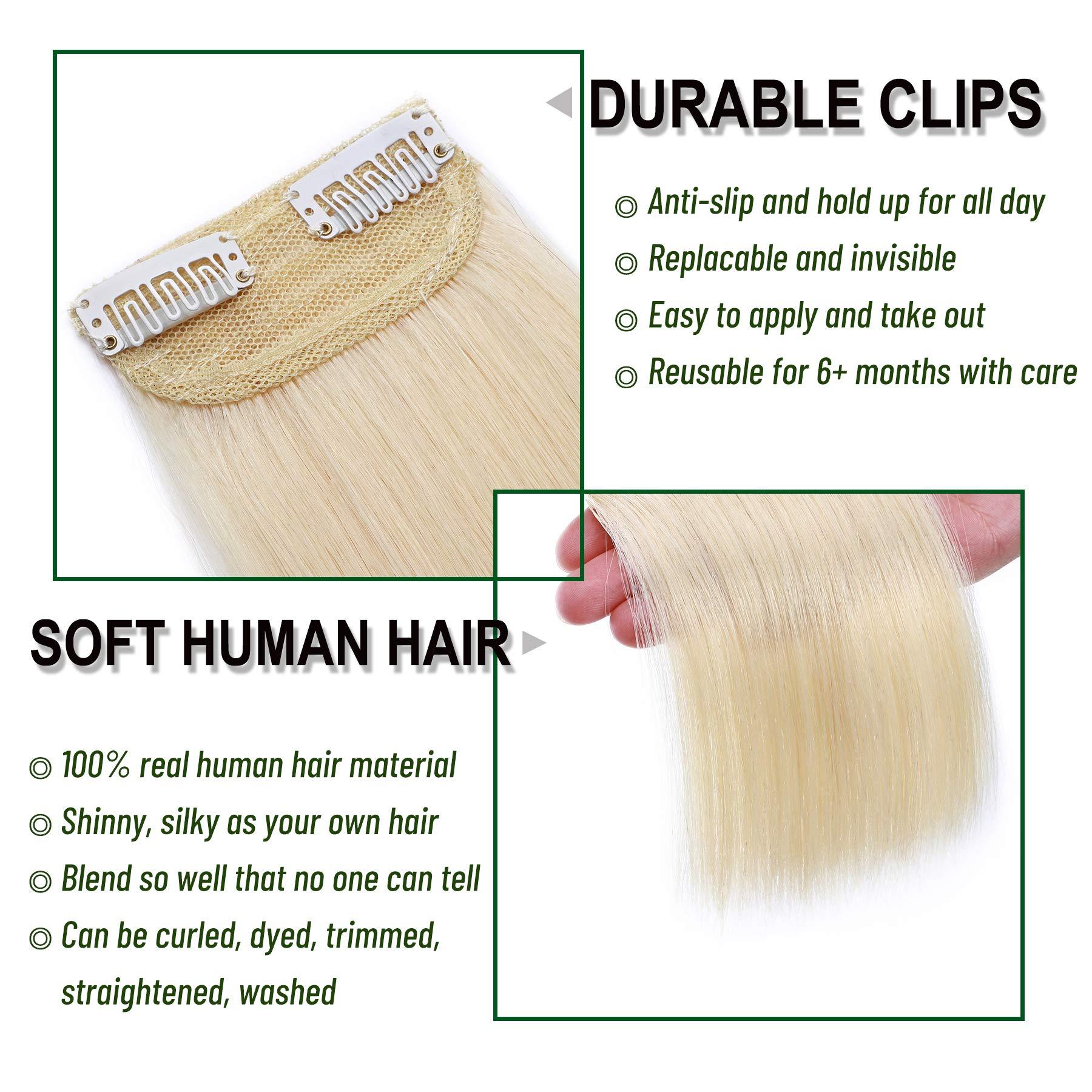 S-noilite S-noilite Short Hair Extensions Clip in Human Hair 2PCS 2 Clips Short Clip in Hairpieces Remy Hair For Women with Short Hair Adding Hair Volume 20g 6Inch-Platinum Blonde