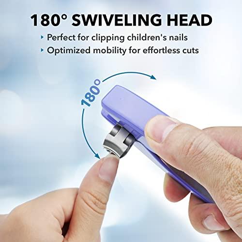 Azurro Clipperpro Omega Select Fingernail Clipper - Senior Finger Nail Clippers for Women and Men | Ergonomic Nail Cutter Clipper with 180 Degree Swivel Head | Sharp, Durable Thick Nail Clippers