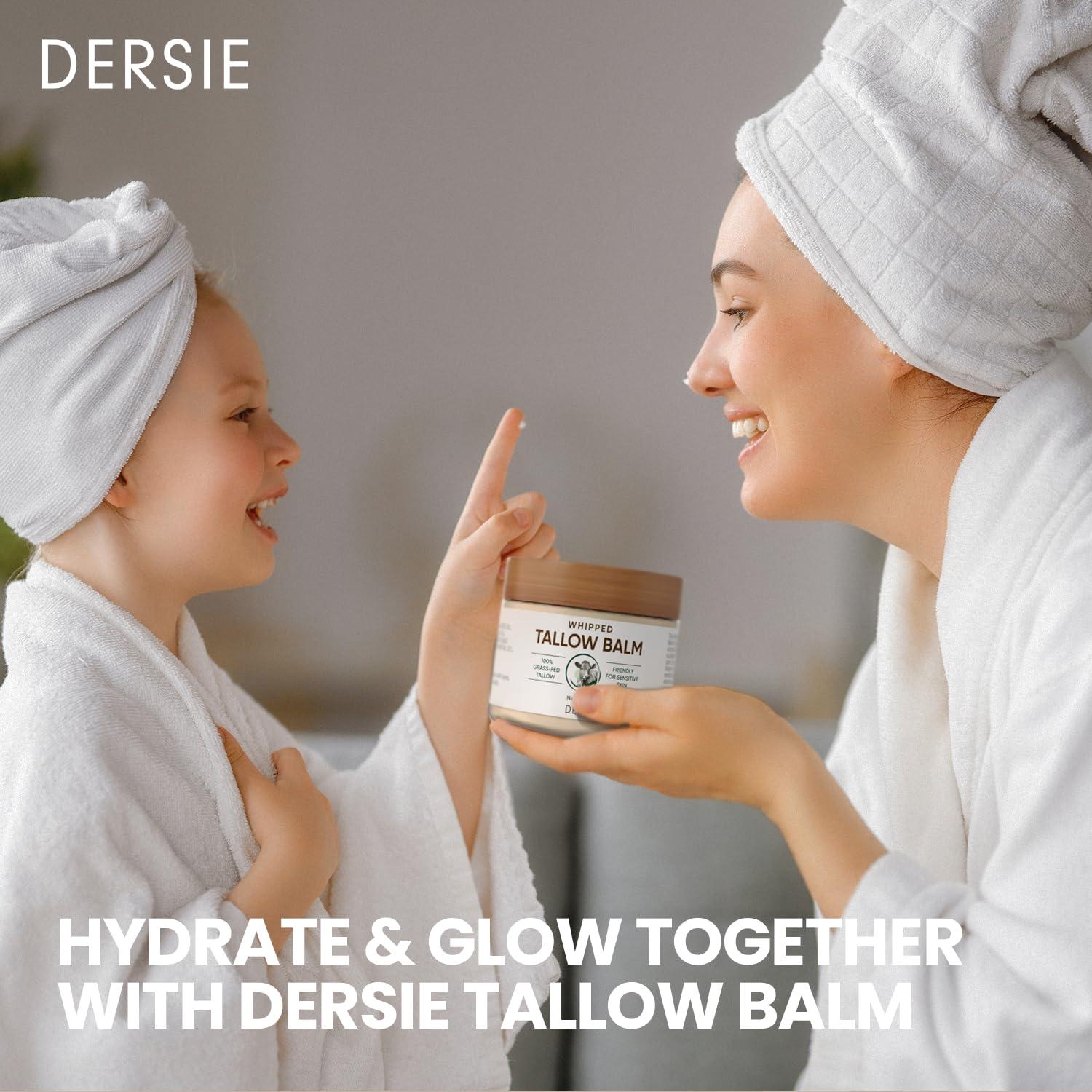 Dersie Whipped Beef Tallow Balm for Skin: Tallow Face Moisturizer with Australia Emu Oil, Blue Cypress, Sandalwood Oil Fresh Herbal Scent - Eczema Relief - Suitable for Sensitive Skin - 2.12 OZ