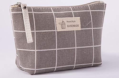 BPQ_W Makeup Bag with Zipper, Cotton Linen Large-Capacity Cosmetic Bag + Flower Print Toiletry Pouch Clutch Organizer Travel Storage Bag (D)